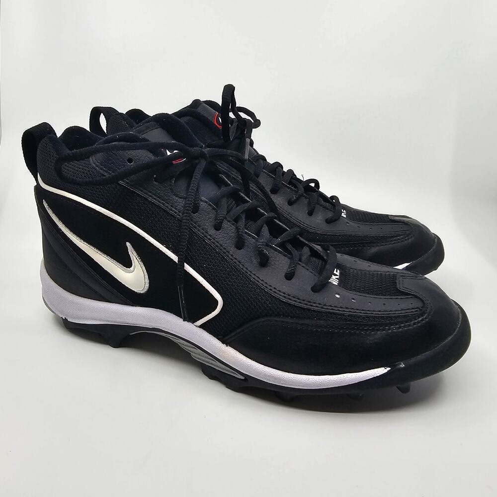 Nike Black White Land Shark Football Cleats Sneakers Mens Size US 10 UK 9 EU 44